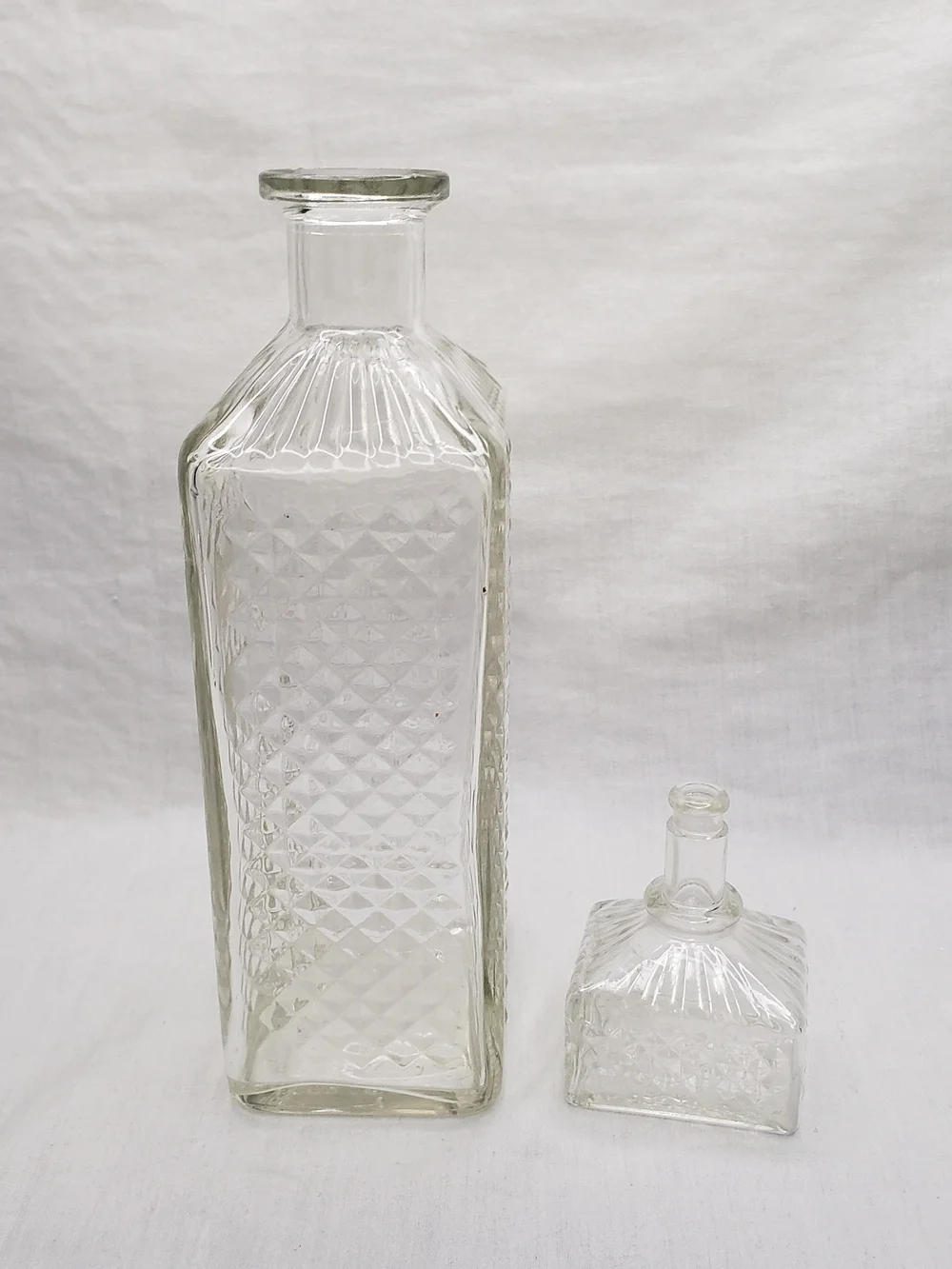 Vintage Pressed Glass Clear Glass Bourbon Decanter